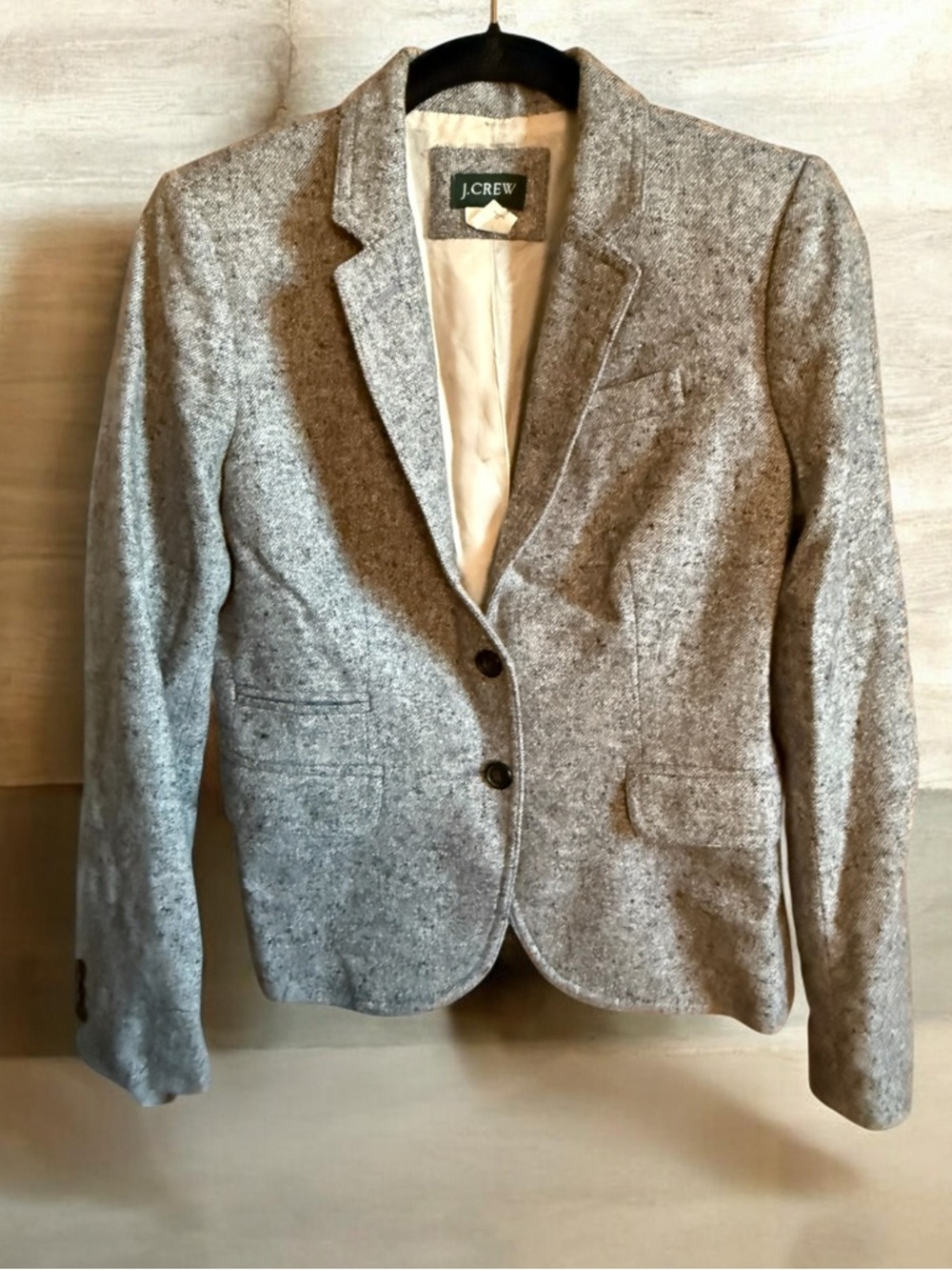 J. Crew Heather Gray Tweed wool/silk Blazer size 0 - Picture 1 of 8